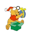 Licensed Disney Metal Keyring featuring Winnie the Pooh with a Christmas Gift