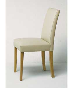 Unbranded Winslow Oak Pair Of Cream Faux Leather Chairs