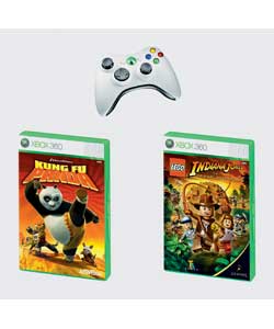 Entertainment pack includes Xbox 360 wireless controller and 2 great games - Lego Indiana Jones and 