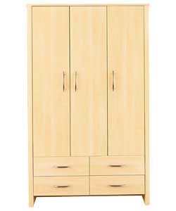 Woburn 3-Door Robe with 4 Drawers - Maple