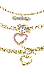 Womens 9ct Diamond and Pink Cubic Zirconia T-Bar Heart Chain