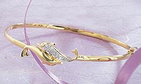 Womens 9ct. Diamond Set Dolphin Bangle
