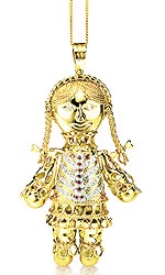 Womens 9ct Gem-Set Rag Doll Pendant