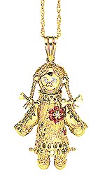 Womens 9ct. Large Moveable Ragdoll Pendant