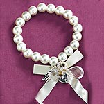 Womens Pearl Effect Charm Bracelet