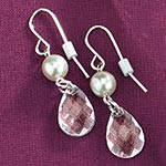 Womens Pearl Effect Charm Earrings