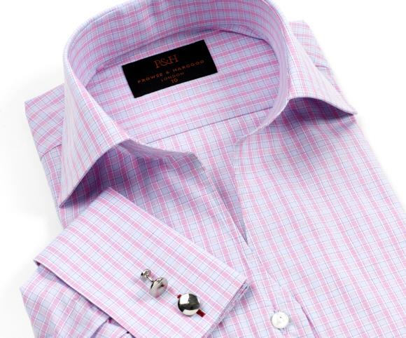 Womens Pink Buena Check Fitted Shirt