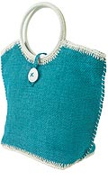 Womens Straw Button Bag