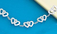 Womens White Gold Diamond Set Heart Bracelet