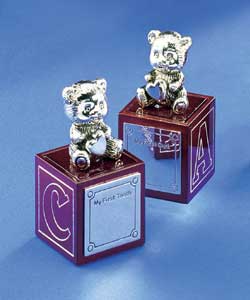 Wood Veneer and Silver Plated My First Tooth and Curl