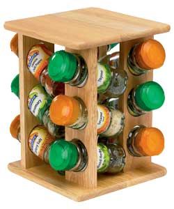 Unbranded Wooden 12 Jar Revolving Spice Rack