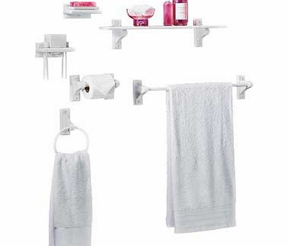 Unbranded Wooden 6 Piece Bathroom Accessory Set - White