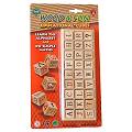 A sturdy wooden tray containing 27 wooden cubes, a