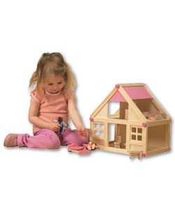 Wooden Dolls House and Furniture