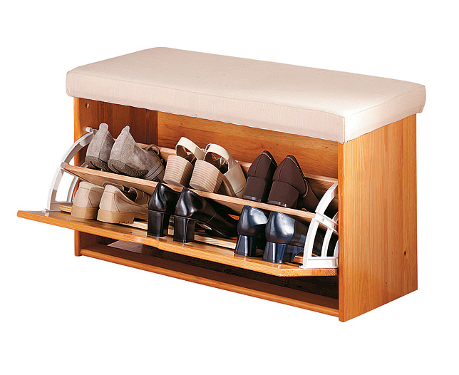 Wooden Shoe Bench. Ideal for the porch, hallway or bedroom, this smart little bench provides a comfo