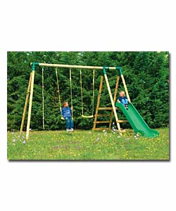 Wooden Swing Set With Slide