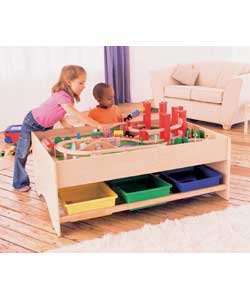 Wooden Train Set and Storage Table