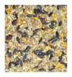 Woodland bird seed for garden feeding contains maize, oats, striped sunflower, white millet, wheat, 