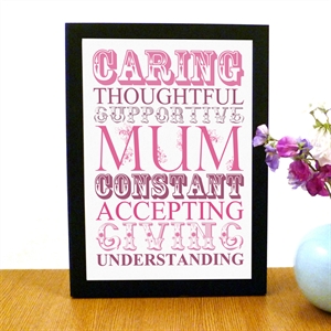 Unbranded Words for Mum Print with Personalised Frame