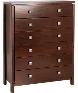 Unbranded Wren 6 Drawer Chest - Walnut Effect