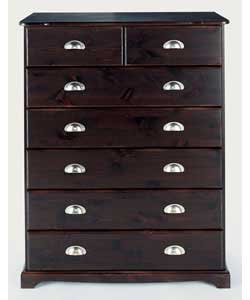 Size (H)96.4, (W)41.1, (D)82.4cm.Scandinavian design pine wood stained in a dark chocolate colour wi