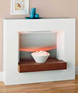 Valor xanthe electric fire suite.Chunky contemporary painted surround in white finish with real oak 