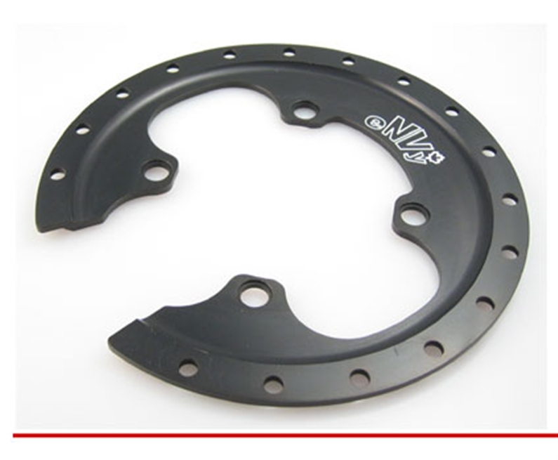 Ultra durable without a heavy weight penalty. Mounts over existing big ring. Includes spaces and