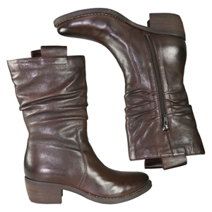 A Calf Length boot from Jones Bootmaker. Features Almond shaped toe, slouched leg and 