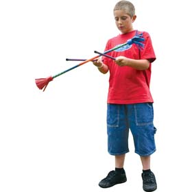 More often known as Devil Sticks. An excellent beginner`s set with sticky grip coating and end