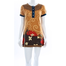 Unbranded Yumi Mustard Knitted Dress withVelvet Trim