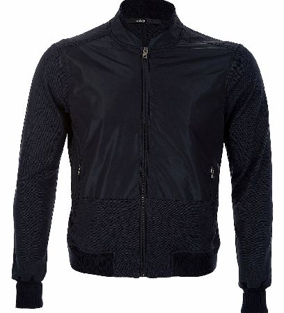 Unbranded Z Zegna Contrast Sleeve Baseball Jacket Navy