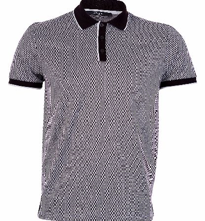 Z Zegna Geo Pattern Black Polo with contrasting collar and sleeve trim with a geo pattern that compliments the contrast trims with button up closure. Colour: Black Fabric: 100% Cotton Care: Wash Cold Water