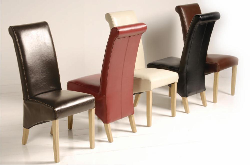 Unbranded Zeba Leather Dining Chairs - Pair (Light Leg 2