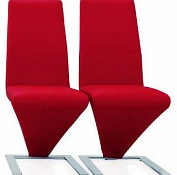 Zed Pair of Chrome Dining Chairs - Red
