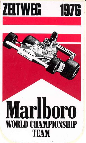 Zeltweg 1976 Marlboro World Championship Team Event Sticker (8cm x 14cm)