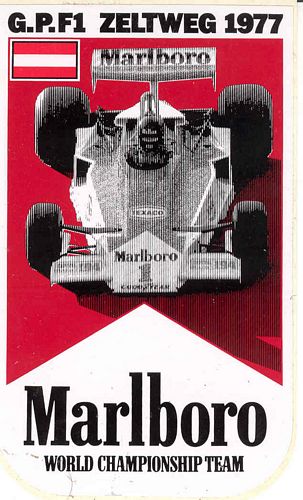 Zeltweg 1977 Marlboro World Championship Team Event Sticker (8cm x 14cm)