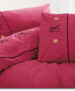 Zen Embroidery King Size Duvet Set - Red