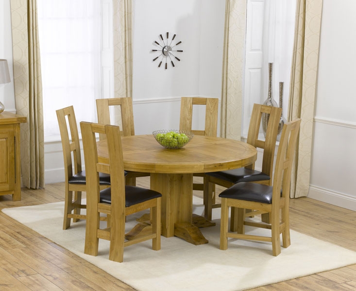 Unbranded Zenia Oak 150cm Round Dining Table and 6 Girona