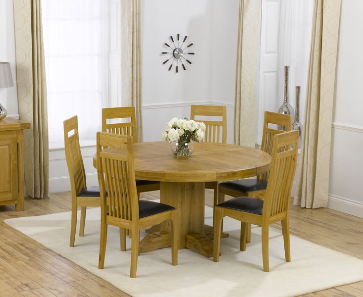 Unbranded Zenia Oak 150cm Round Dining Table and 6 Napoli