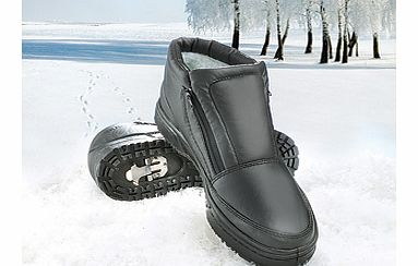 Ingeniously designed and fantastic value, these boots will give you added peace of mind when youre walking on snow or ice. When conditions get slippery, simply flip out the serrated steel teeth mounted on the heels and theyll give you added grip. Aft