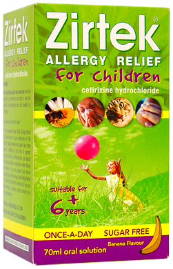 Zirtek Allergy Relief for Children offers once daily relief from symptoms such as sneezing; a