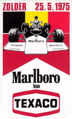 Zolder 1975 Marlboro Texaco Event Sticker (8cm x 14cm)
