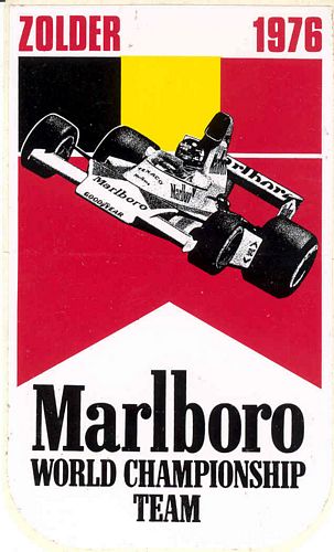 Zolder 1976 Marlboro World Championship Team Event Sticker (8cm x 14cm)