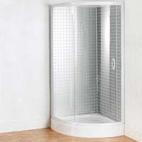 Zone Single Door Quadrant Enclosure and Tray 900 x 900 mm White/Clear