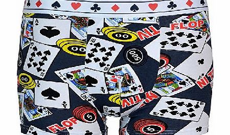 Mens Uomo Designer Playing Cards Boxers Mens Sexy Novelty Fitted Boxer Shorts (Large, Black)