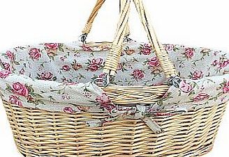 The Uppercrust Medium Swing Handled Shopping Basket with Rose Linng