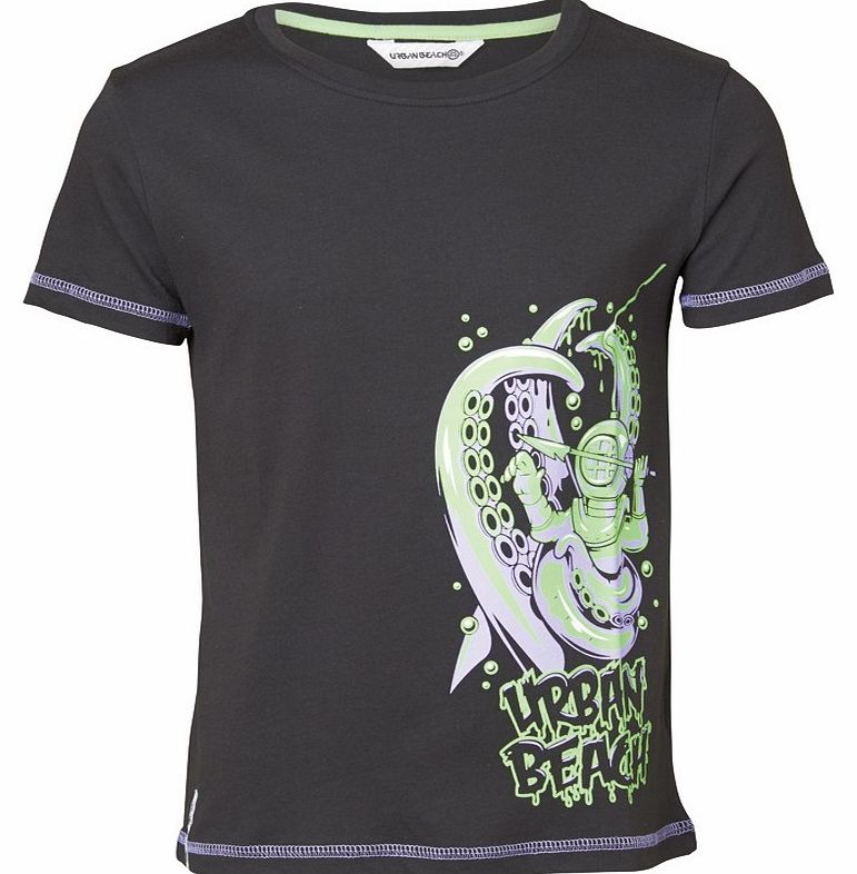 Urban Beach Boys Diver Print T-Shirt Black