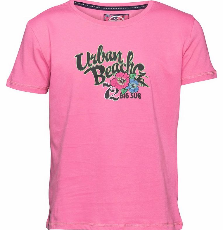 Urban Beach Girls Big Sur Print T-Shirt Pink