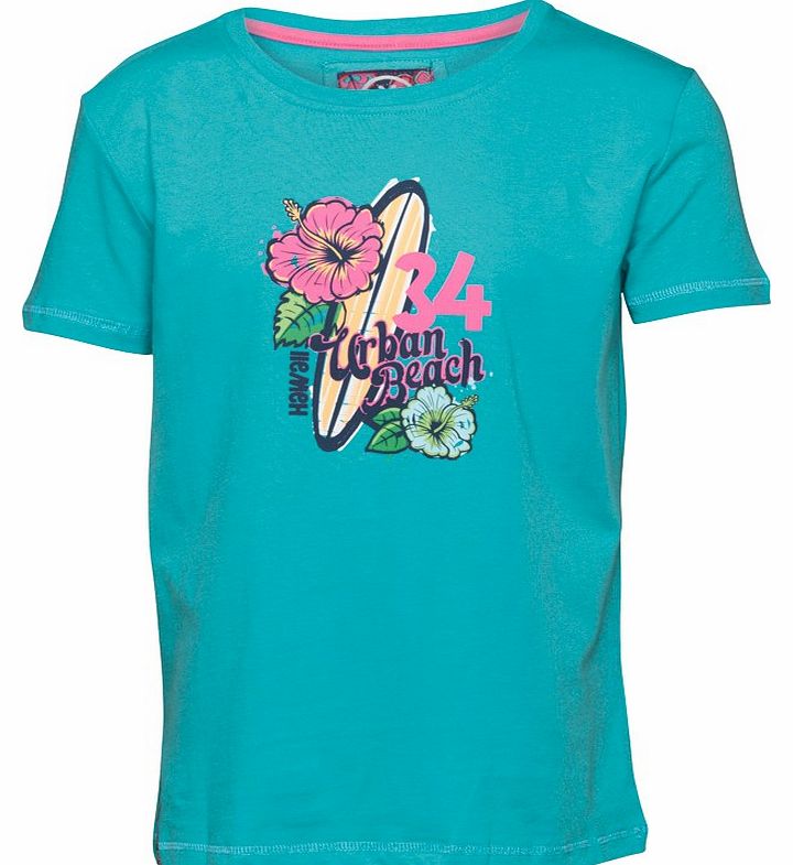 Girls Hawaii Print T-Shirt Blue