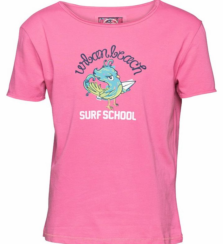 Urban Beach Girls Surf School Print T-Shirt Pink